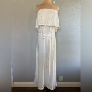 NWT Beachgold Pari Strapless Maxi Cover Up Size Fringe Tassel Trim Size Small